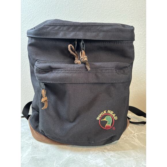 Vintage Duck Head Backpack Bookbag‎ Black Black And Brown Unisex - Picture 1 of 8